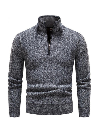 Men's stand collar zipper half cardigan sweater - FashionistaDeal