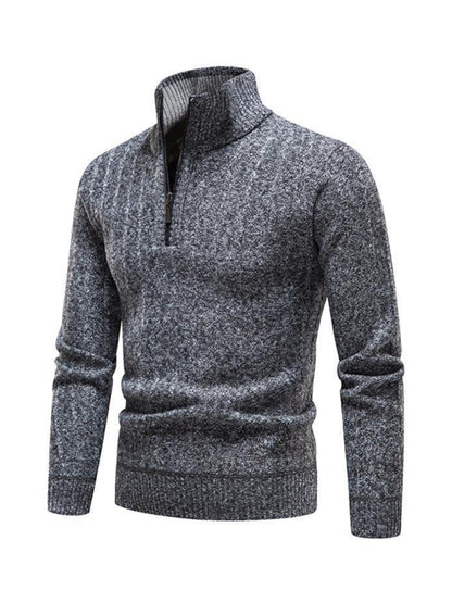 Men's stand collar zipper half cardigan sweater - FashionistaDeal