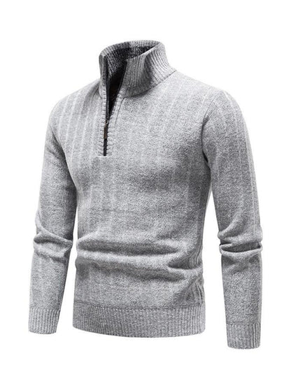 Men's stand collar zipper half cardigan sweater - FashionistaDeal