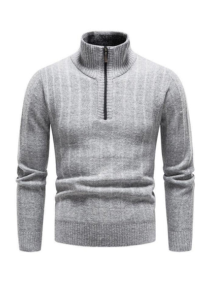 Men's stand collar zipper half cardigan sweater - FashionistaDeal