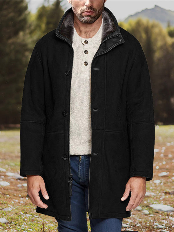 Men's mid-length loose zipper woolen coat - FashionistaDeal