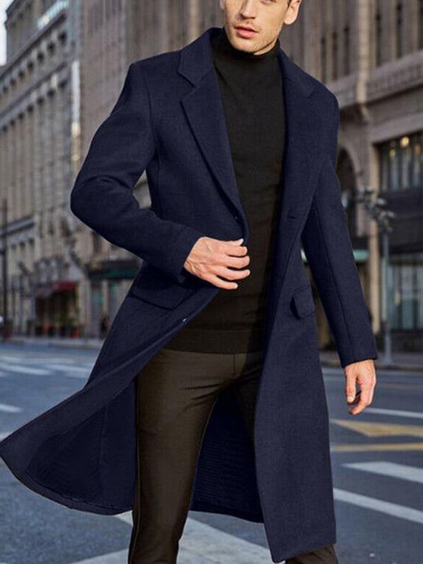 Men's long woolen windbreaker woolen coat - FashionistaDeal