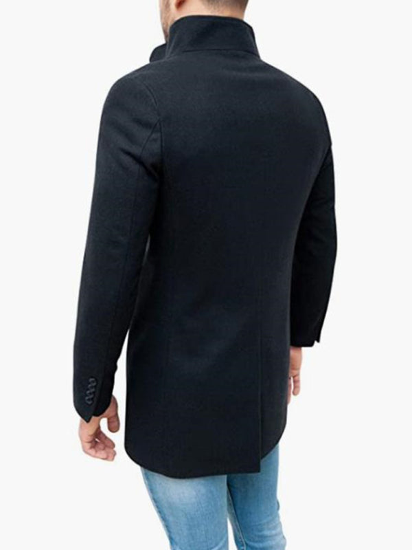 Men's slim woolen coat with stand collar - FashionistaDeal