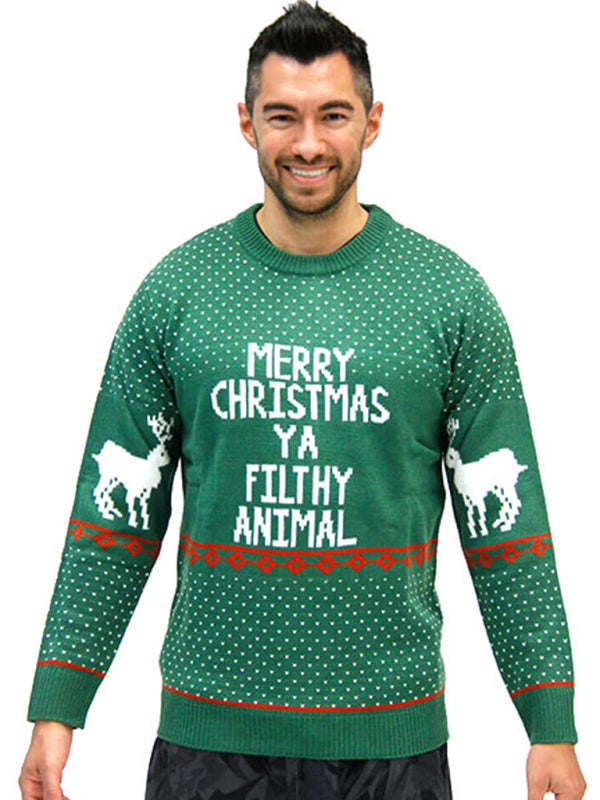 Men's knitted Christmas loose sweater - FashionistaDeal