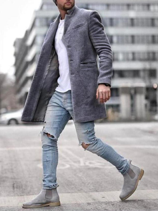 Men's youth woolen coat mid-length coat - FashionistaDeal