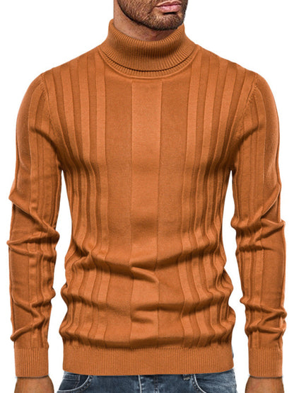 Men's new casual knitted basic base pullover turtleneck sweater - FashionistaDeal