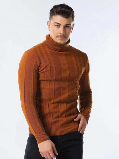 Men's new casual knitted basic base pullover turtleneck sweater - FashionistaDeal