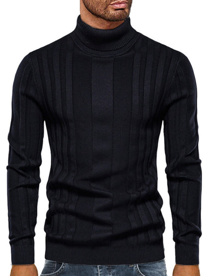 Men's new casual knitted basic base pullover turtleneck sweater - FashionistaDeal