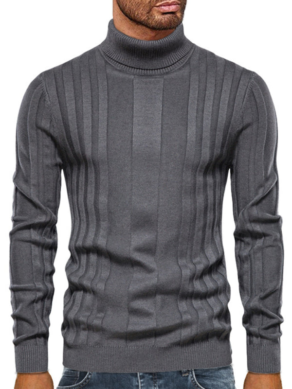 Men's new casual knitted basic base pullover turtleneck sweater - FashionistaDeal