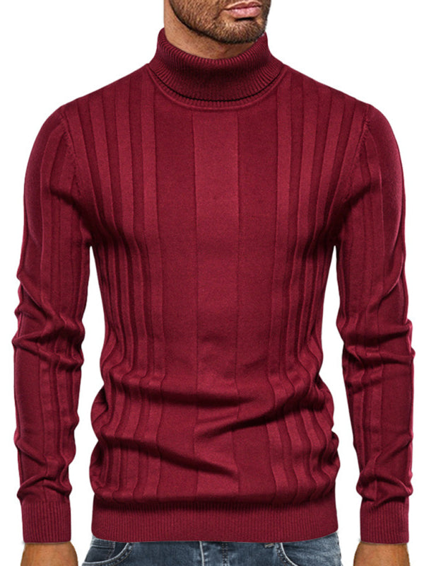 Men's new casual knitted basic base pullover turtleneck sweater - FashionistaDeal