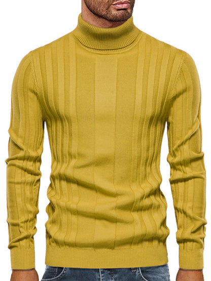 Men's new casual knitted basic base pullover turtleneck sweater - FashionistaDeal