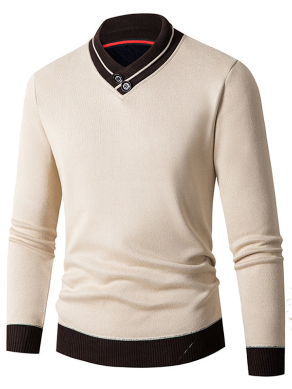 Men's new half turtleneck plus velvet slim long-sleeved sweater - FashionistaDeal