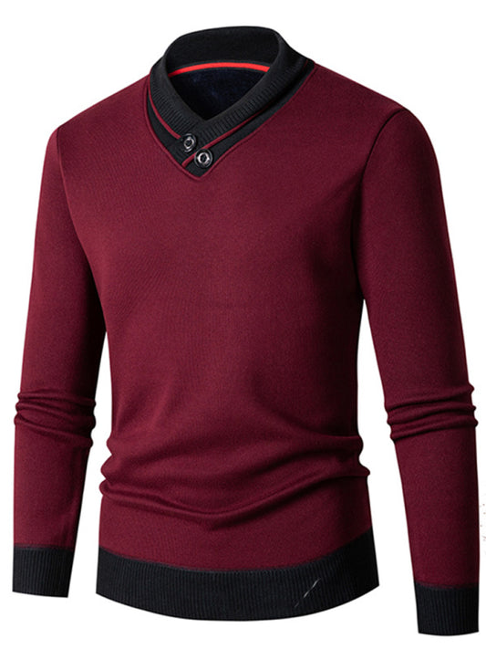 Men's new half turtleneck plus velvet slim long-sleeved sweater - FashionistaDeal