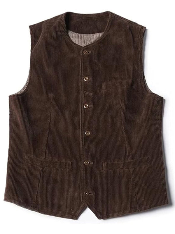 Men's solid color casual vest V-neck slim retro vest - FashionistaDeal