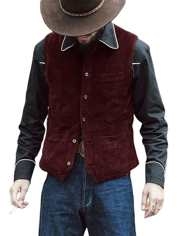 Men's solid color casual vest V-neck slim retro vest - FashionistaDeal