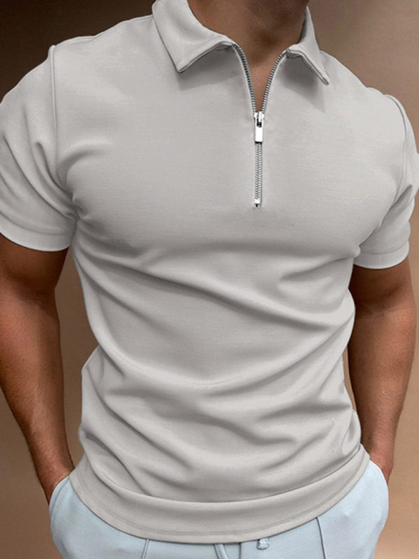 Men's new solid color short sleeve lapel casual fit polo shirt - FashionistaDeal