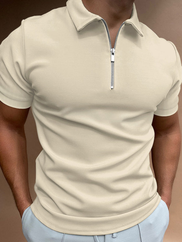 Men's new solid color short sleeve lapel casual fit polo shirt - FashionistaDeal