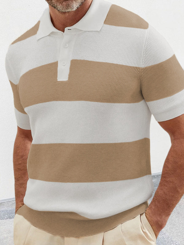 Men's color matching short -sleeved lapel Polo knitwear - FashionistaDeal