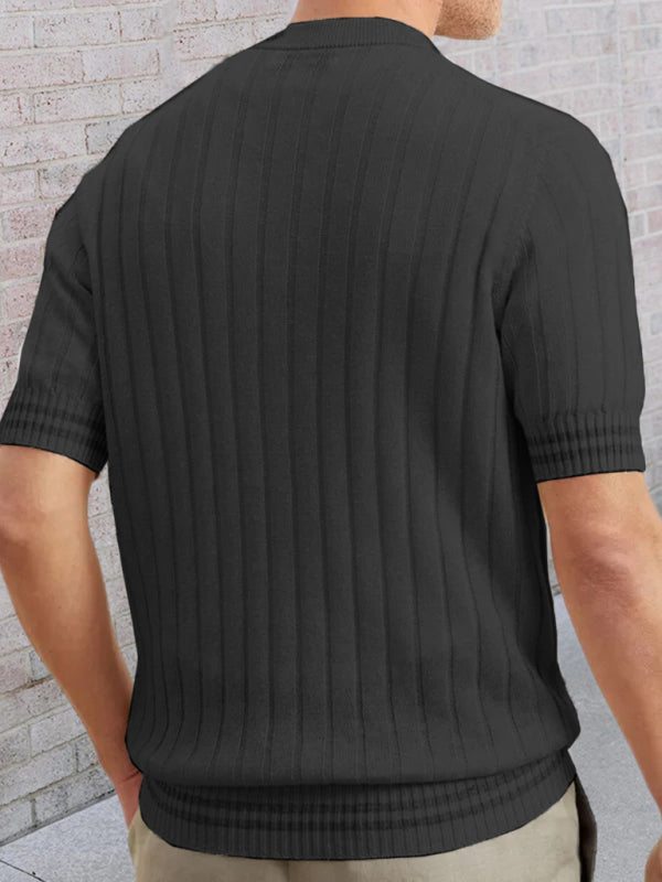 Men's POLO shirt turned short -sleeved slim sweater - FashionistaDeal