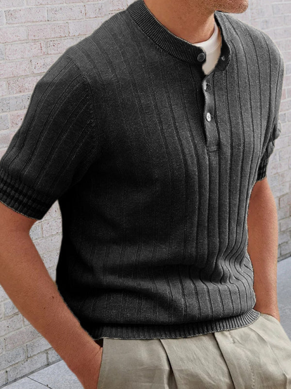 Men's POLO shirt turned short -sleeved slim sweater - FashionistaDeal