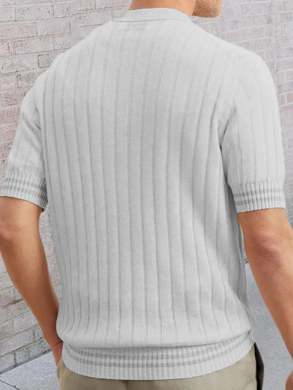 Men's POLO shirt turned short -sleeved slim sweater - FashionistaDeal