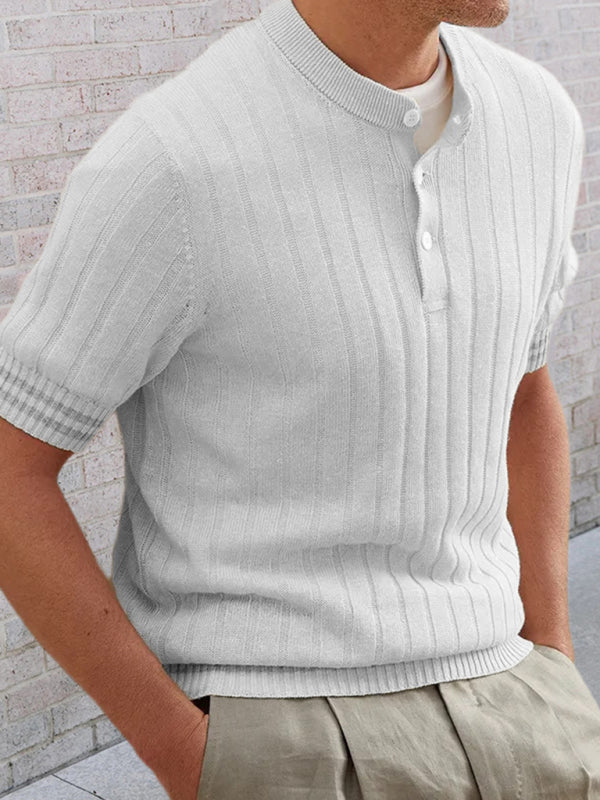 Men's POLO shirt turned short -sleeved slim sweater - FashionistaDeal