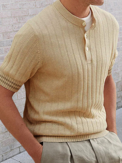 Men's POLO shirt turned short -sleeved slim sweater - FashionistaDeal