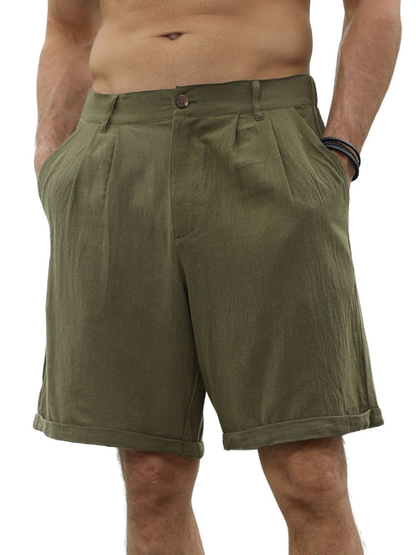 Men's new casual beach shorts with buttons and elastic waist - FashionistaDeal