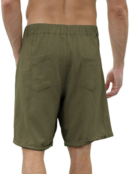 Men's new casual beach shorts with buttons and elastic waist - FashionistaDeal