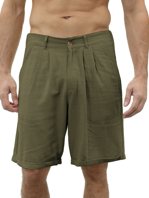 Men's new casual beach shorts with buttons and elastic waist - FashionistaDeal