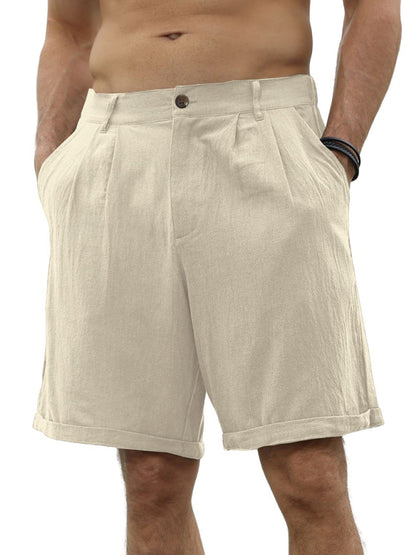 Men's new casual beach shorts with buttons and elastic waist - FashionistaDeal