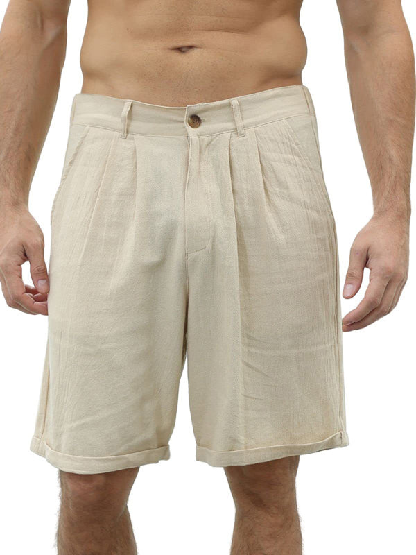 Men's new casual beach shorts with buttons and elastic waist - FashionistaDeal