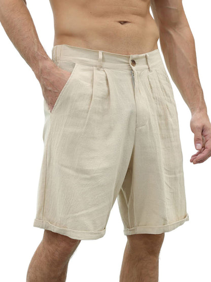 Men's new casual beach shorts with buttons and elastic waist - FashionistaDeal