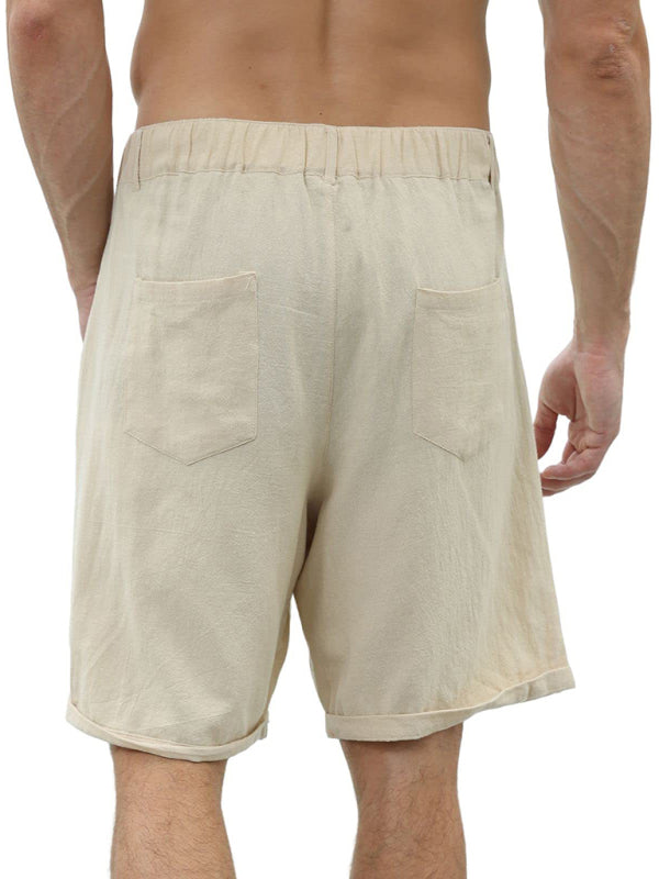 Men's new casual beach shorts with buttons and elastic waist - FashionistaDeal