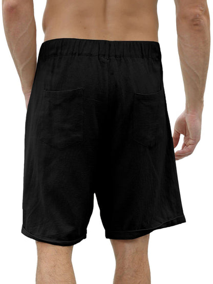 Men's new casual beach shorts with buttons and elastic waist - FashionistaDeal