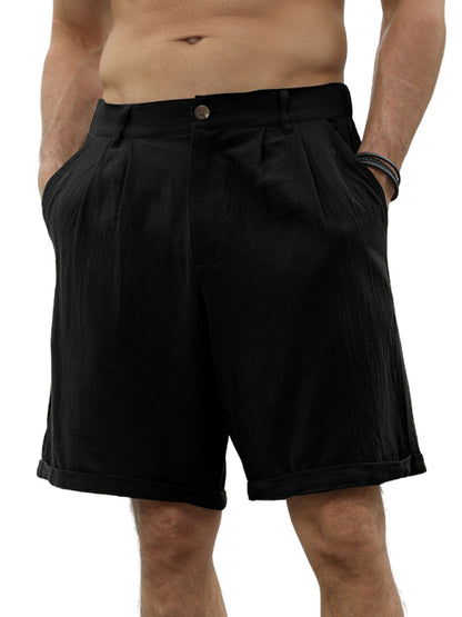 Men's new casual beach shorts with buttons and elastic waist - FashionistaDeal