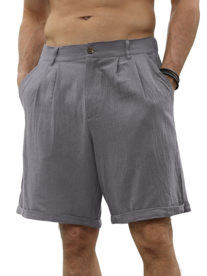 Men's new casual beach shorts with buttons and elastic waist - FashionistaDeal