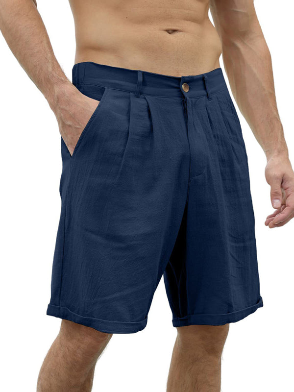 Men's new casual beach shorts with buttons and elastic waist - FashionistaDeal