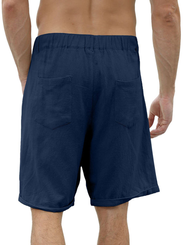 Men's new casual beach shorts with buttons and elastic waist - FashionistaDeal