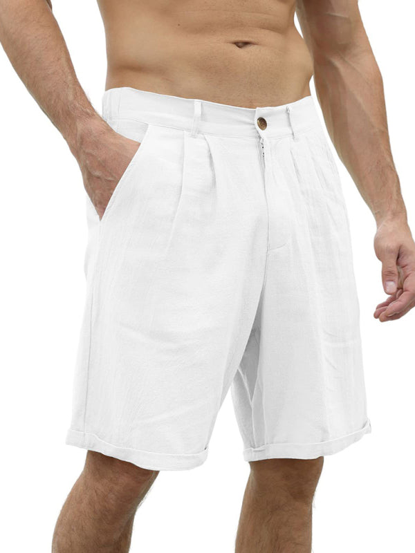 Men's new casual beach shorts with buttons and elastic waist - FashionistaDeal