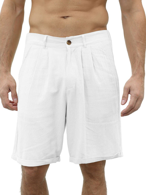 Men's new casual beach shorts with buttons and elastic waist - FashionistaDeal