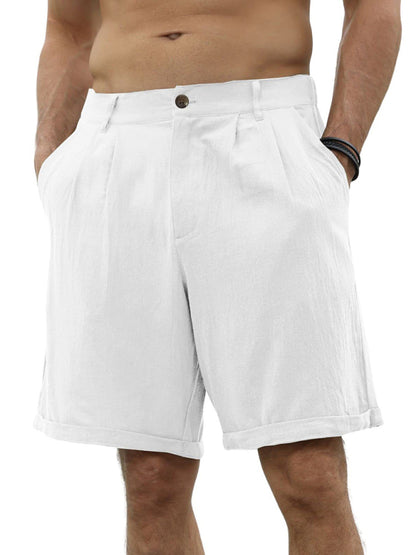 Men's new casual beach shorts with buttons and elastic waist - FashionistaDeal