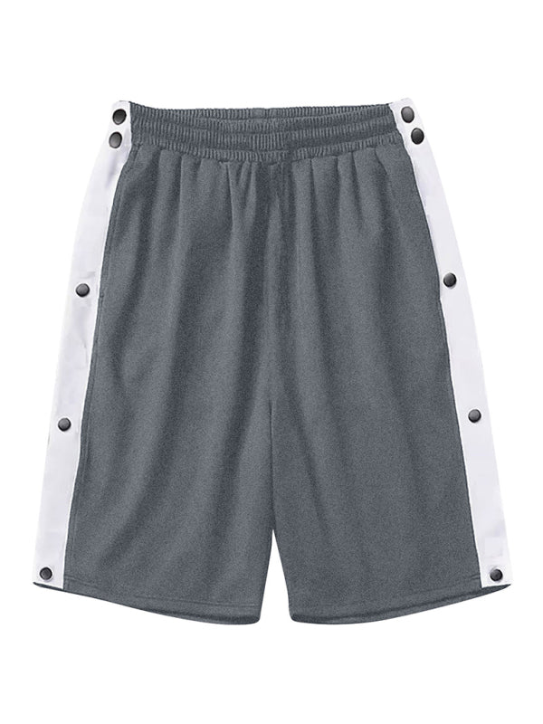 Men's classic trendy loose-fitting casual sports shorts with full side buttons - FashionistaDeal