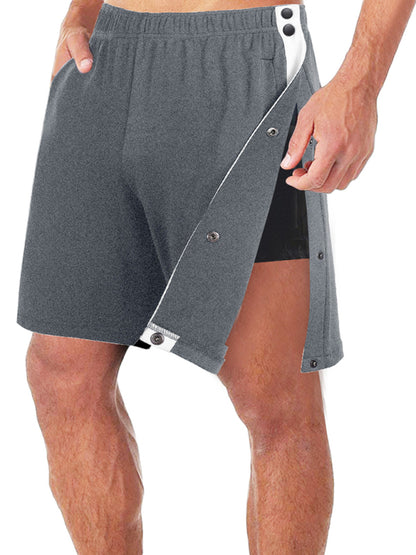 Men's classic trendy loose-fitting casual sports shorts with full side buttons - FashionistaDeal