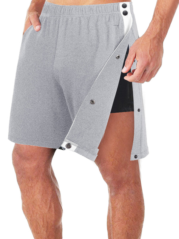 Men's classic trendy loose-fitting casual sports shorts with full side buttons - FashionistaDeal