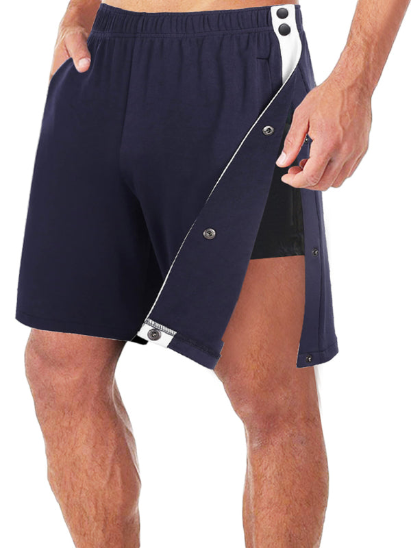 Men's classic trendy loose-fitting casual sports shorts with full side buttons - FashionistaDeal