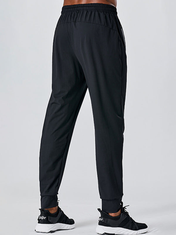 Men's quick-drying elastic casual fitness training zipper trousers - FashionistaDeal