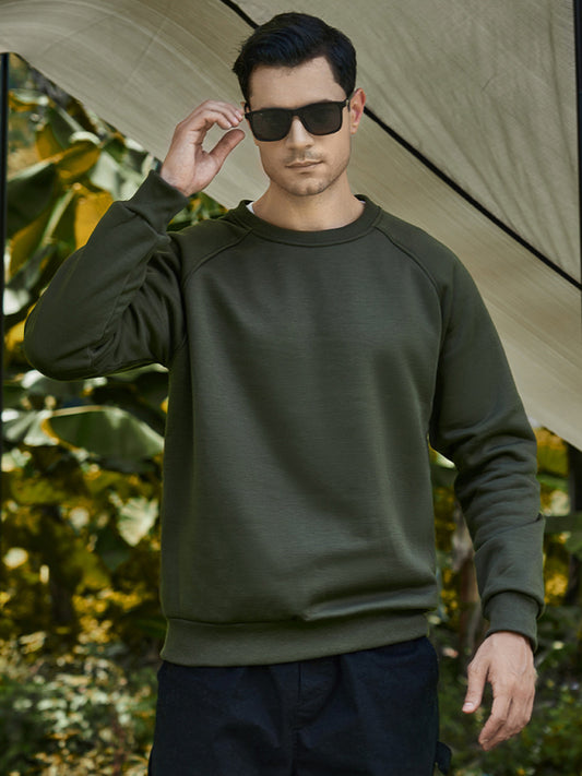 Men's casual raglan sleeve crew neck sweatshirt - FashionistaDeal