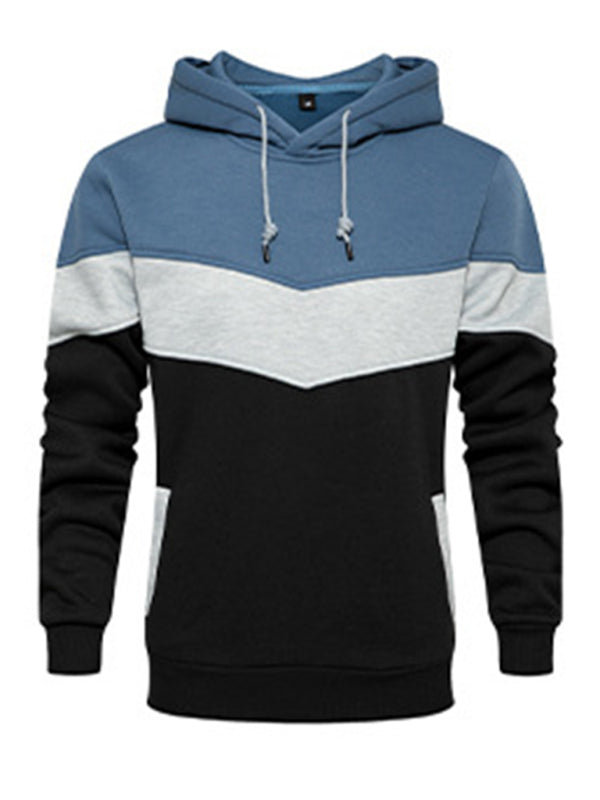 Men's casual color block and contrast fashion hooded sweatshirt - FashionistaDeal