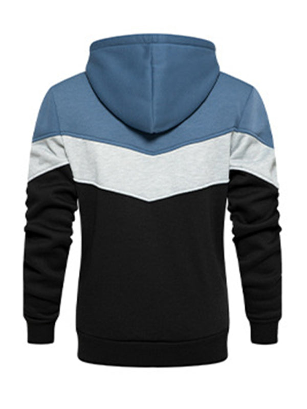 Men's casual color block and contrast fashion hooded sweatshirt - FashionistaDeal